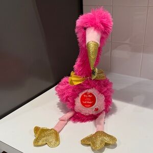 Pink and Gold Plush Flamingo Toy